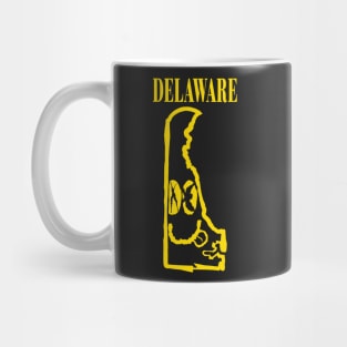 Delaware Grunge Smiling Face Black Background Mug